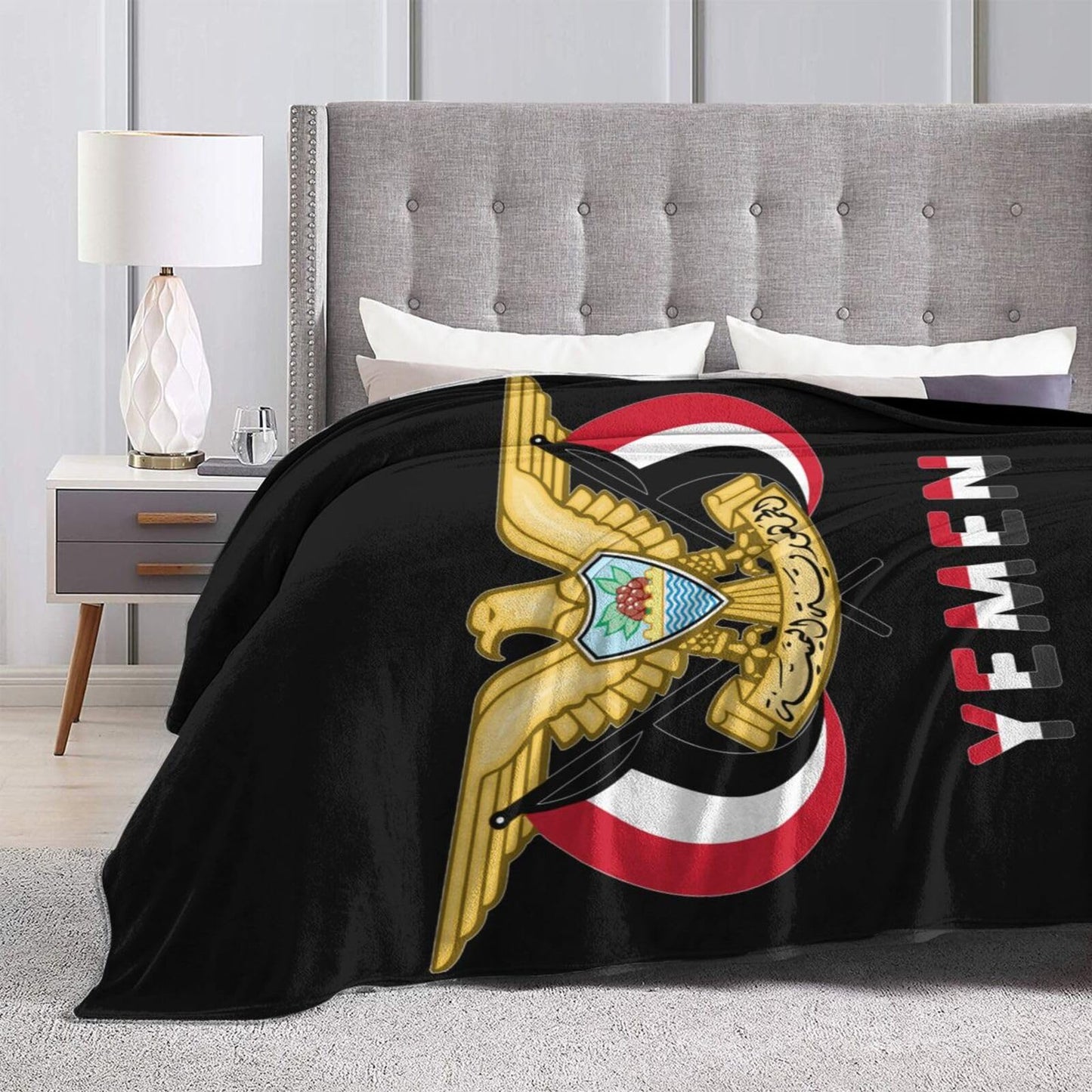 Yemen National Emblem Blanket Throw Blanket for Couch Sofa Plush Fleece Bed Blankets Lightweight Comfy Flannel Ultra-Soft Warm Blankets for Home Camping Travel Gift 80"X60"