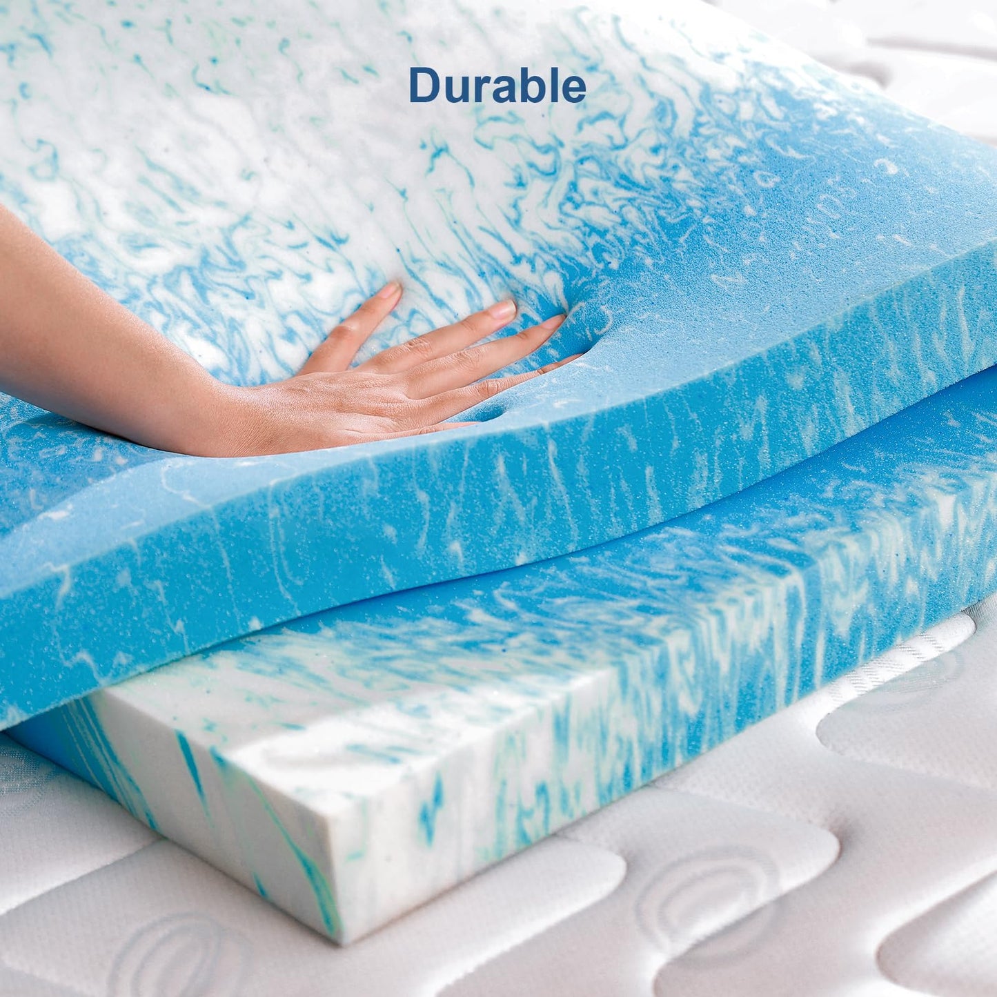 Bynex 2 Inch Gel Memory Foam Mattress Topper, King Size Cooling Bed Topper for Back Pain & Pressure Relief