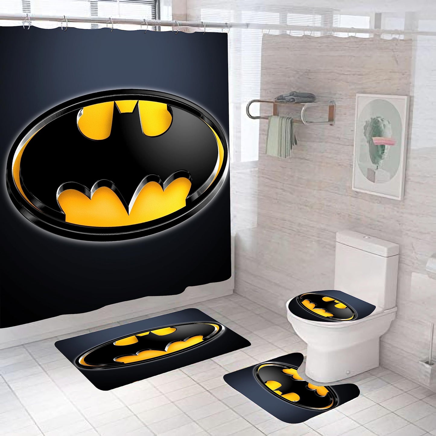 Bathroom 4 Pieces Shower Curtain Set Nice Bat Bathroom Decoration