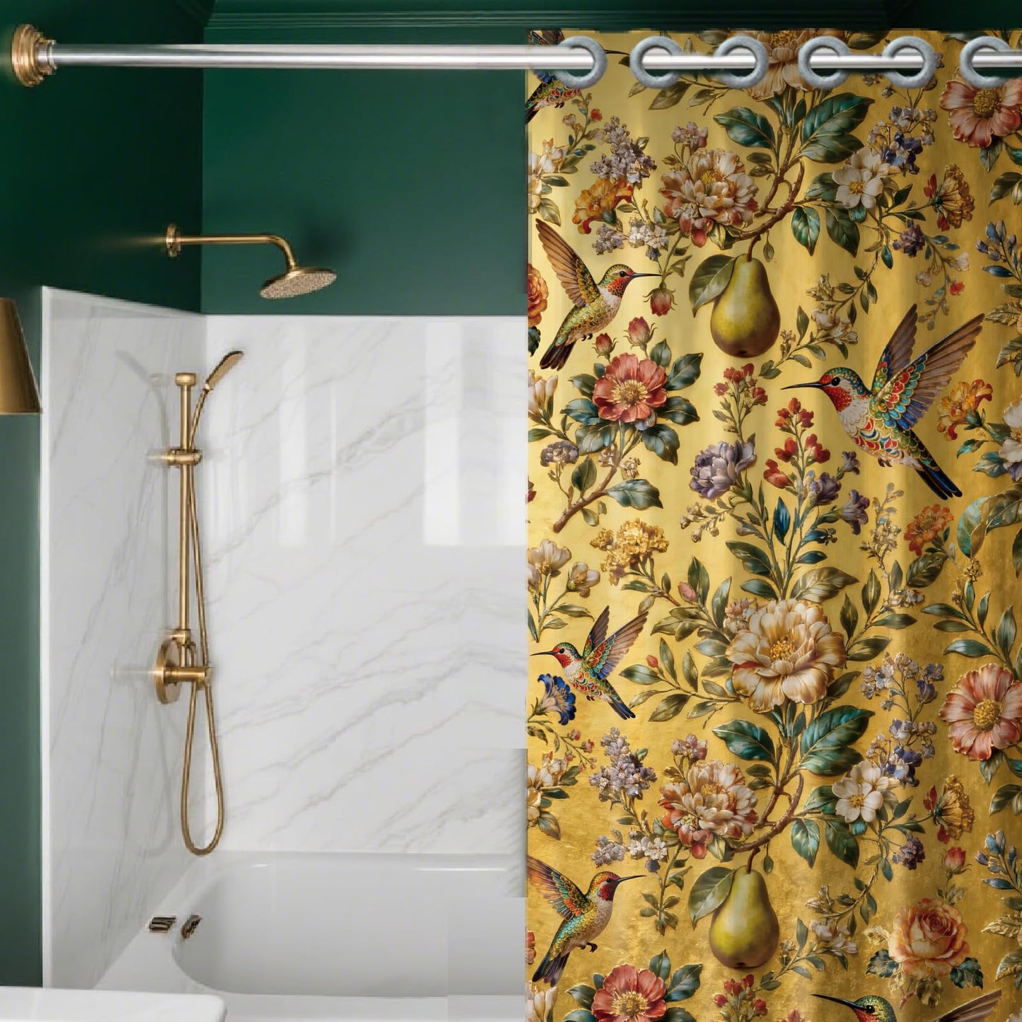 CHGCRAFT Hummingbirds Door Curtain for Doorway Flowers Doorway Curtain Pears Room Divider Curtains with Plastic Rings Folding Doors Curtains for Closet Door Bedroom Living Room Doorway, 39x79 Inch
