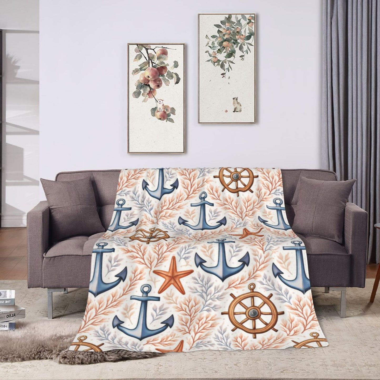 Anchor Throw Blanket 50"x40" Super Soft Plush Fluffy Fleece Cozy Fuzzy Anchor Blanket for Girls, Women, Kids, Boys, Adults, Men Anchors Lover Gift & Home Decor