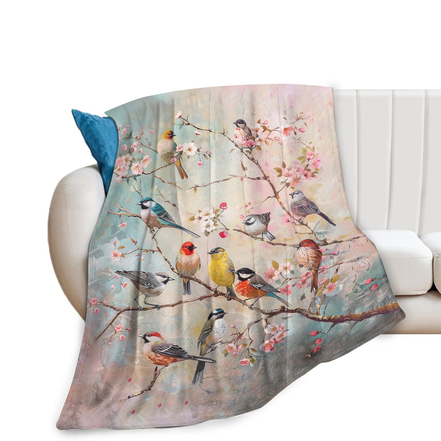 Bird Blanket, Birds Throw Blanket, Bird Gifts, Birds Stuff Fleece Flannel Plush for Women Man Girls Lovers Adults Soft Bedding for Sofa Studio Office Home Decor 40"X50"