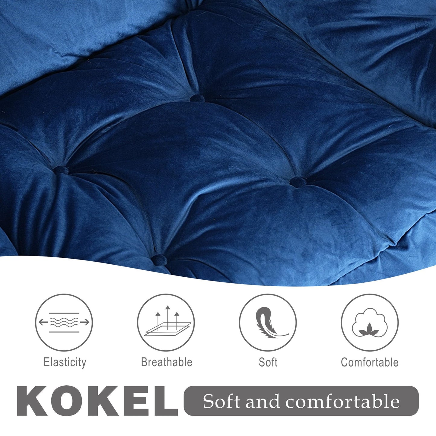 Kokel Lazy Chair with Folding Ottoman,Living Room Chairs, Accent Contemporary Lounge Chair, Single Steel Frame Leisure Sofa Chair with Armrests and A Side Pocket (Blue)