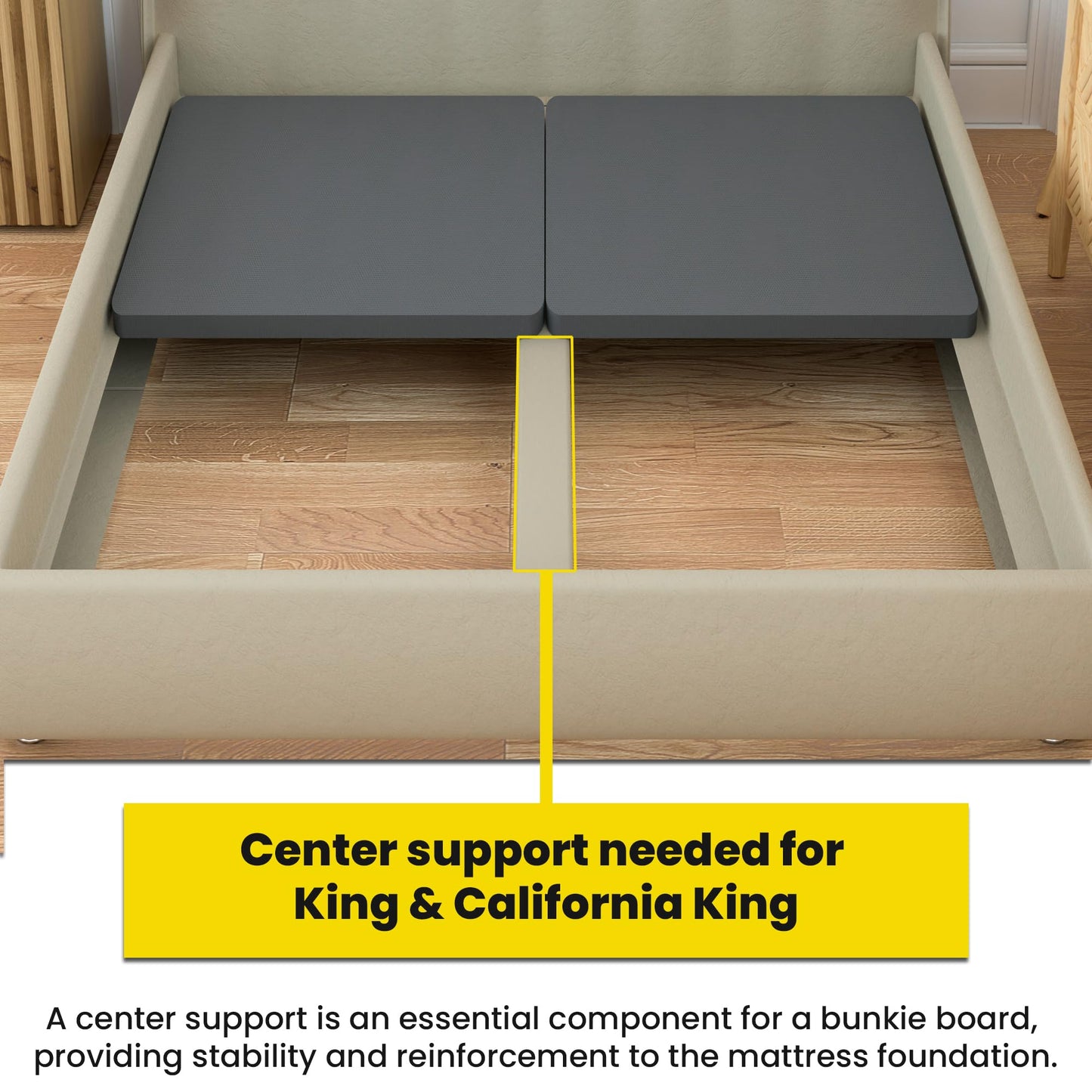 Treaton, 1.5-Inch Split Bunkie Board for Mattress/Bed Support - Fully Assembled, Improved Comfort and Support, Queen(Fold), Gray