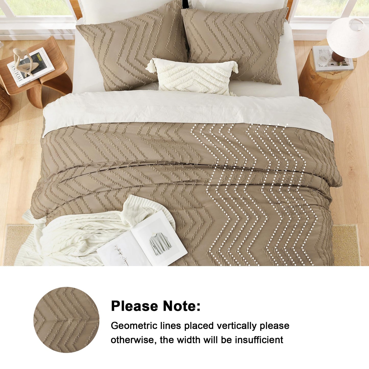 Litanika Taupe King Comforter Set, 3 Pieces Lightweight Tufted Bedding Sets, Down Alternative Comforter Fluffy Bed Set Gift Choice