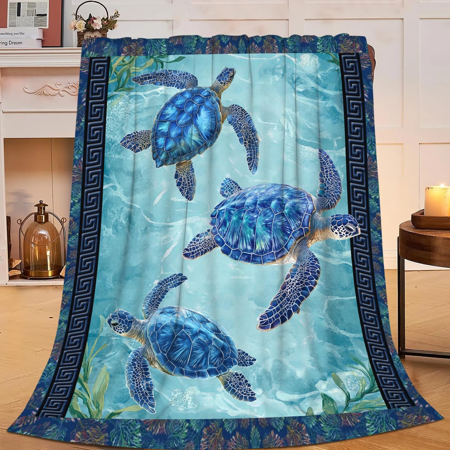 Baegopa Sea Turtle Blanket Gifts for Girls Boys Ocean Turtles Throw Blankets Cozy Plush Fleece Flannel Fuzzy for Women Men Decor 50"X40"