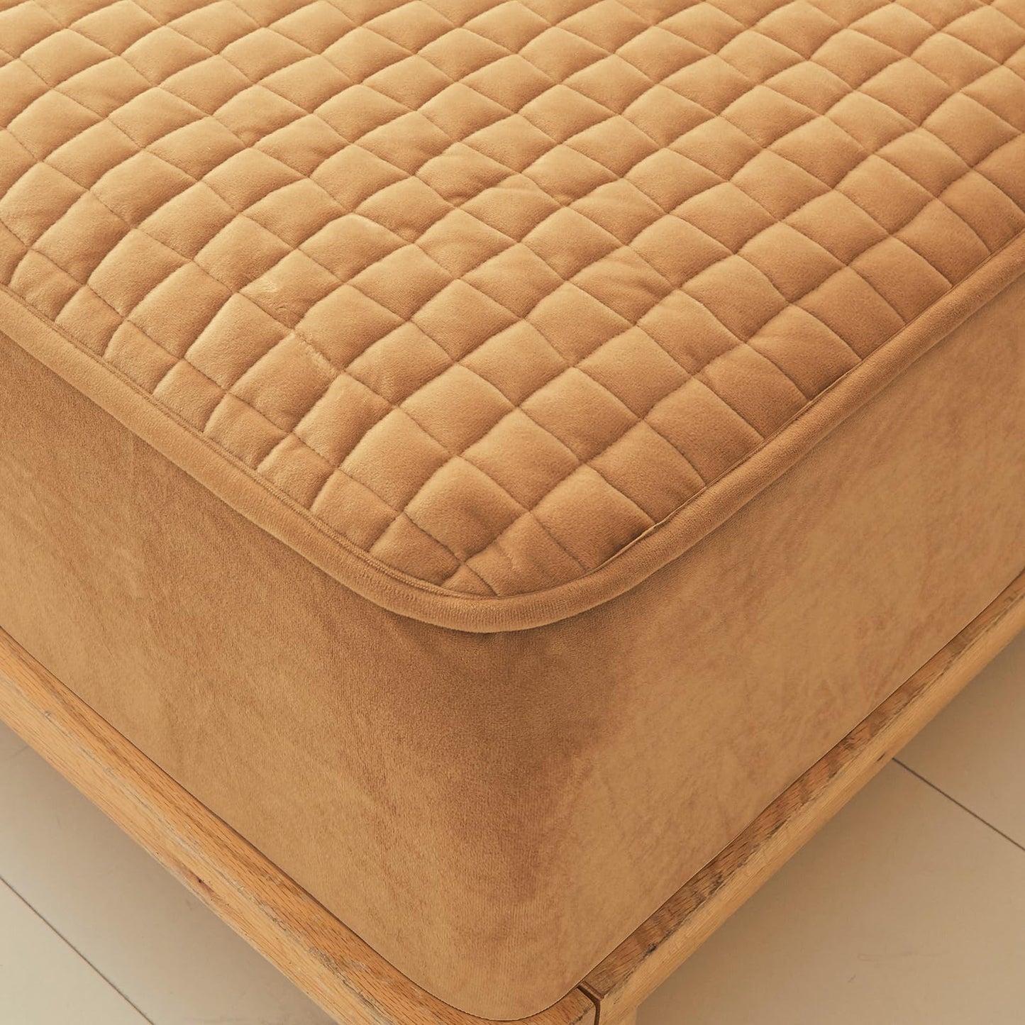 LweiPsqLin Quilted Flannel Fitted Sheets,Soft Flannel Fleece Mattress Top- Suitable for Fall and Winter,Fitted Deep Pocket Up to 15''. (Yellow, Twin)