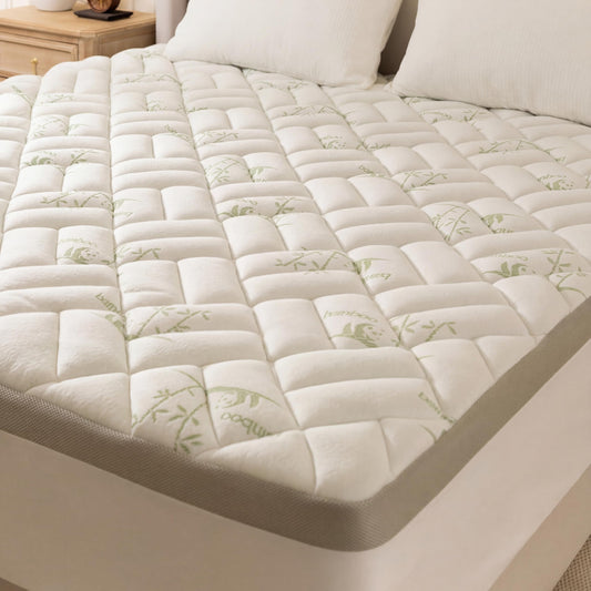 NEWDECO Twin XL Size Mattress Topper Cooling Viscose Made from Bamboo Thick Support Pillow Top Mattress Pad for Back Pain Relief Soft Breathable Mattress Cover with 8-18” Deep Pocket (Green, Twin XL)