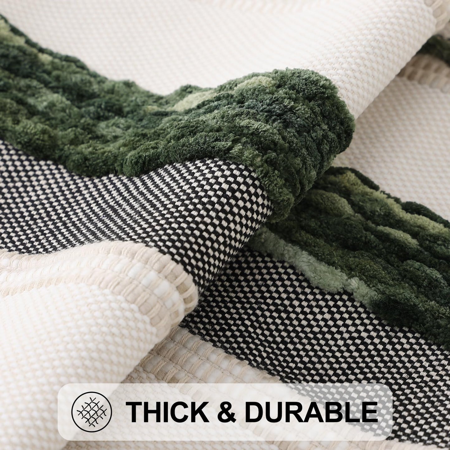 Simmore Boho Decorative Throw Pillow Covers 18x18 Set of 2, Tufted Farmhouse Pillow Covers with Tassels for Cozy Bohemian Couch Sofa Bedroom Home Decor, Green