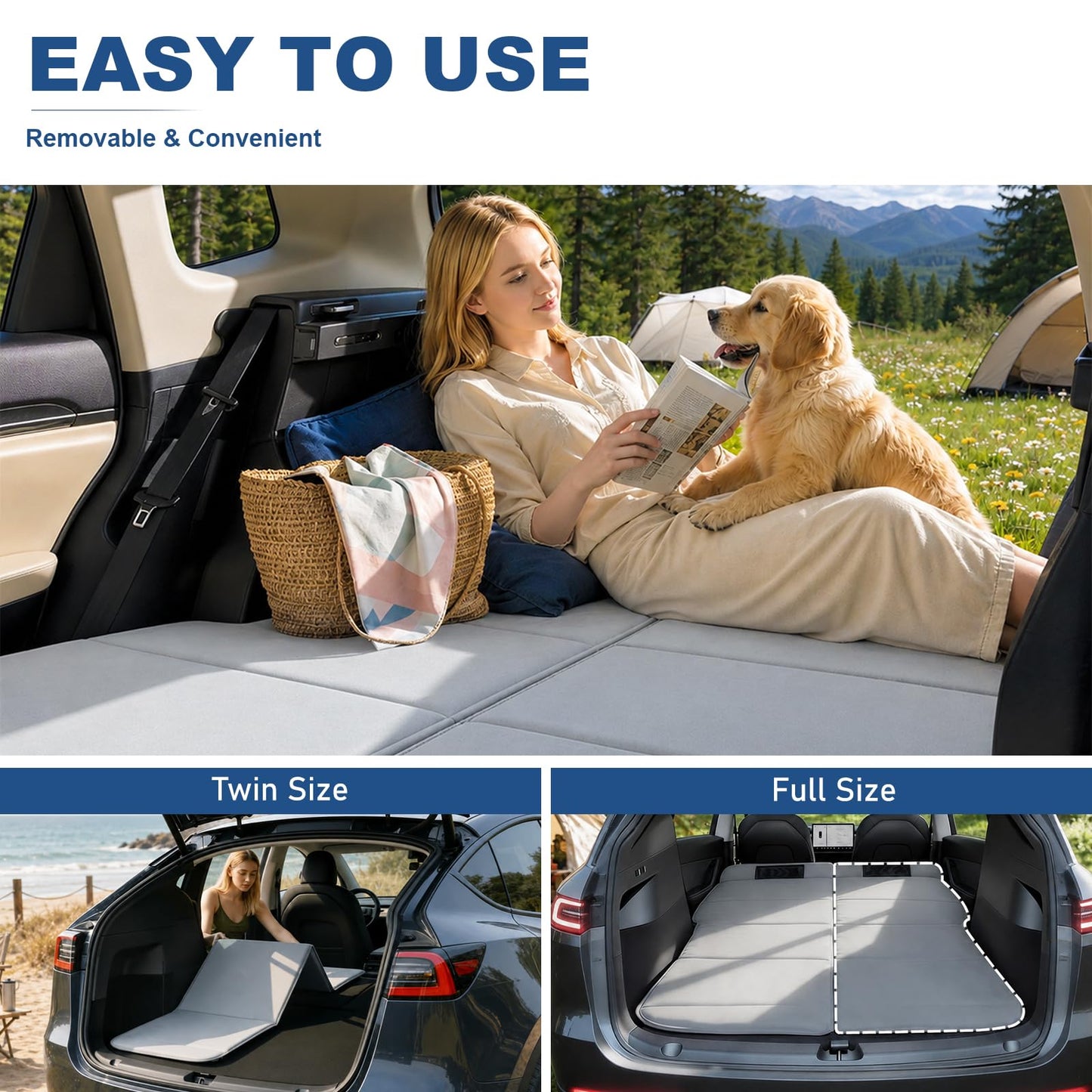 SXMMXS Car Camping Mattress for Model 3, No Inflation Needed, Foldable Foam Trunk Bed, SUV Air Mattress Alternative for Travel Sleeping, Ideal for Camping Essentials and Road Trips, Gifts for Guys