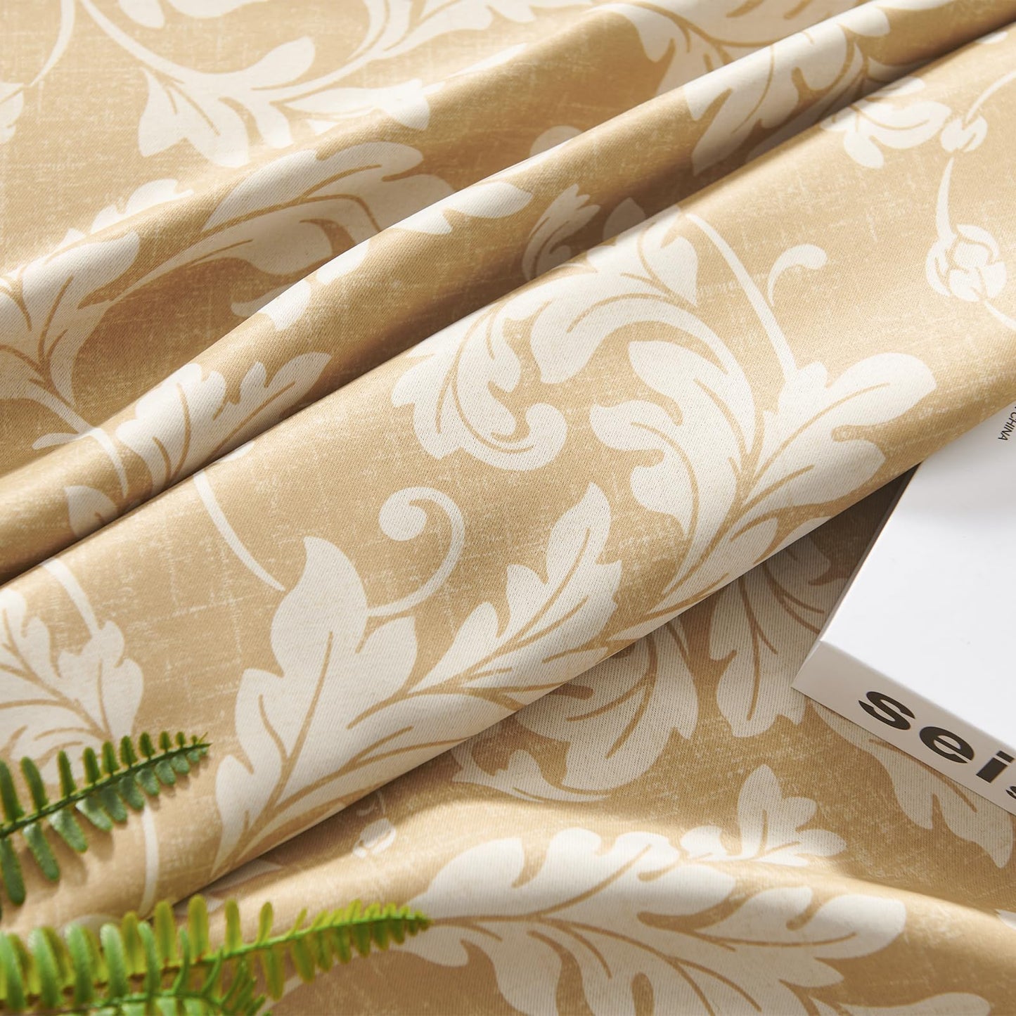 jinchan Vintage Curtains 84 Inch Long Cream Scroll Leaf Gold Curtians for Living Room Bedroom Room Darkenign Drapes Thermal Insulated Classic Traditional Privacy Grommet Top 2 Panels