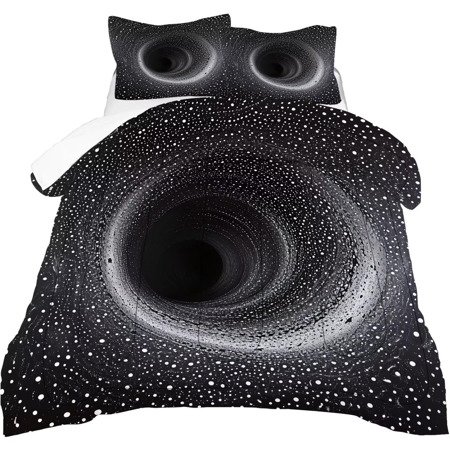DJNEAR Black and White Illusion Comforter Set Full Size 3D Black Hole Bedding Sets for Kids Boys Girls Teens Adults Bedroom Space Abstract Art Quilt 1 Comforter 2 Pillowcases
