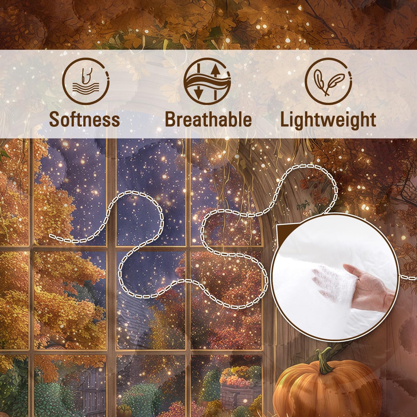 BlessLiving Fall Quilt Set King Size: Ultra Soft Microfiber Lightweight Shining Pumpkin Bedspreads Coverlets Quilt Bedding Set with 2 Pillow Shams for All Seasons