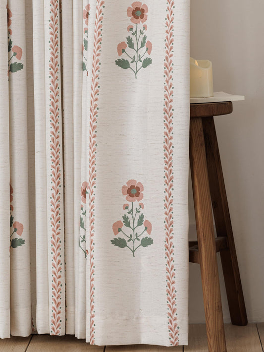 Pinch Pleated Nursery Curtains Luxury Pink Sheer Floral Curtains for Girls Room Bedroom Living Room - 108 Inch Length Modern Farmhouse Floral Printed Drapes with Hooks - 2 Panels Set