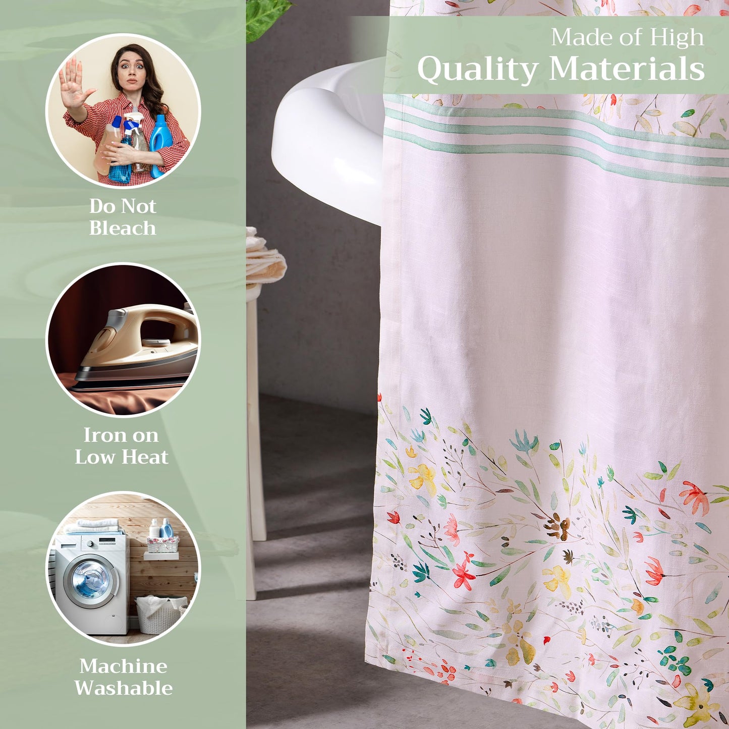 Maison d' Hermine Shower Curtain 100% Cotton One Panel 70"x72" Washable Fabric Shower Curtains for Bathroom, Easy Hanging with 12 Button Holes - Home Hotel Resort Spa Spring Summer - Colmar