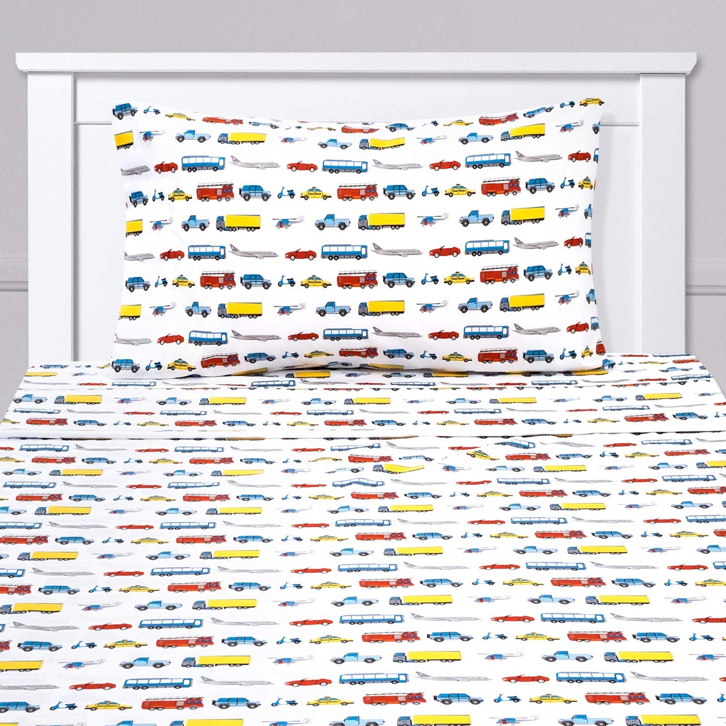 1500 Supreme Kids Bed Sheet Collection - Fun Colorful and Comfortable Boys and Girls Toddler Sheet Sets - Deep Pocket Wrinkle Free Soft and Cozy Bedding - Twin XL, Transportation