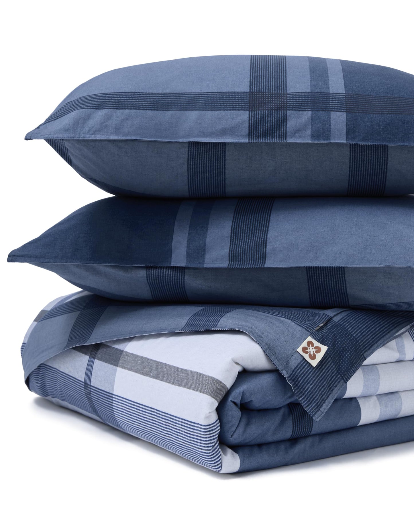 Bedsure Plaid Duvet Cover Queen Size - 100% Cotton Reversible Classic Navy Checkered Pattern Duvet Cover Set, 3 Pieces Soft & Breathable PureWoven Bedding Set with 2 Pillow Shams (Navy Plaid 90"x90")