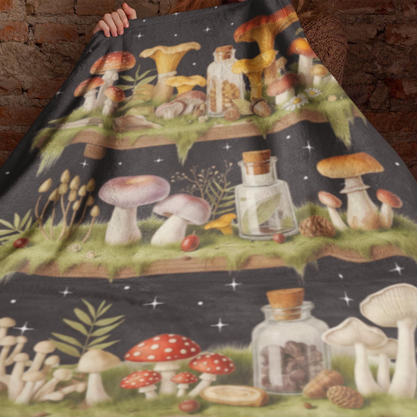 Mushroom Blanket Soft Throw 50x60 Inches Fleece Blankets for Couch Sofa, Cute Mushrooms Decor Room Aesthetic, Witchy Gifts Women, Boho Decorative Bedding, Morel Mushroom Bedroom Decorations Stuff