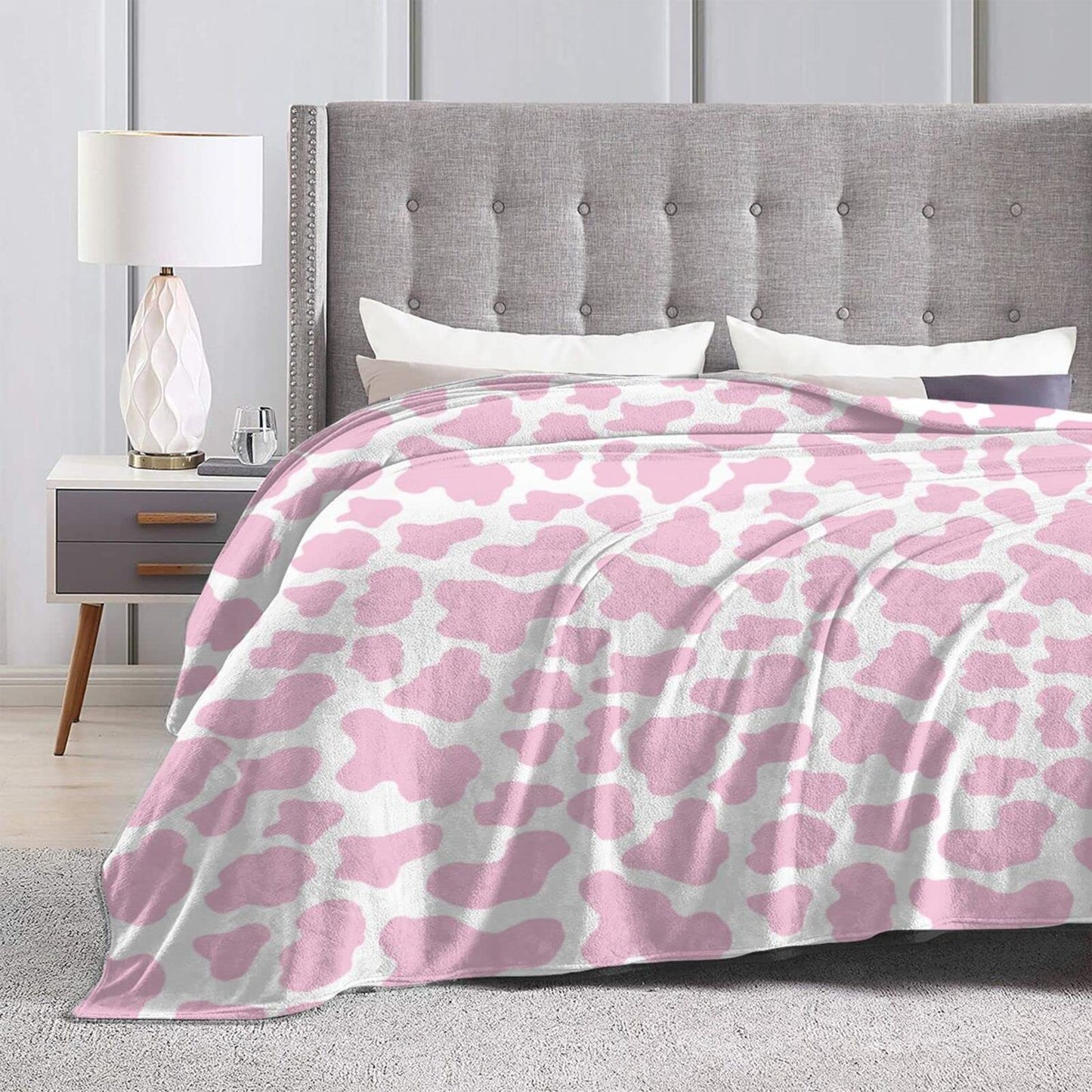 Pink Cow Print Blankets and Throws, Cute Blankets for Teen Girls, Cow Blanket for Adults, Cow Baby Blanket for Girls, Toddler Blanket for Kids, Cow Print Stuff for Women, Cow Gifts for Women 40"x 50"