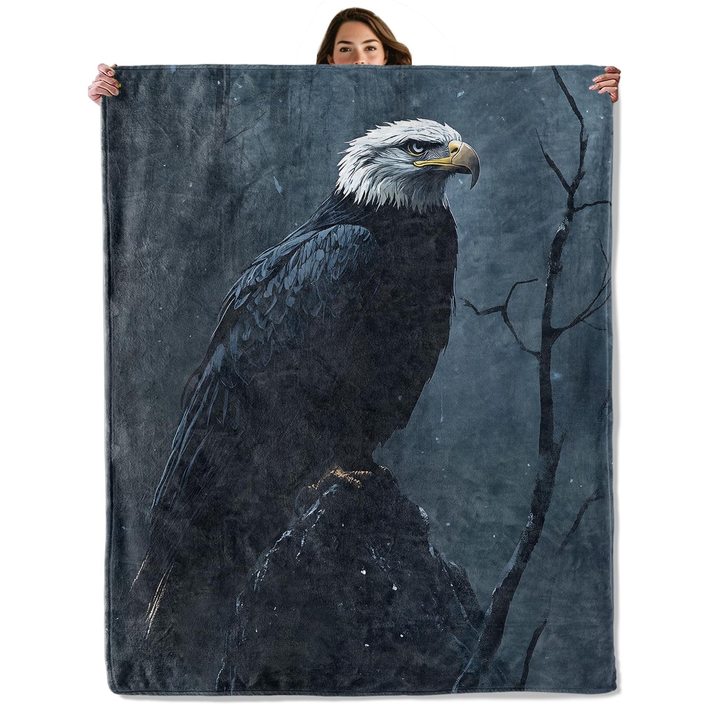GBXGBX Majestic Bald Eagle Throw Blanket for Boys Men, Retro Bird Design, Fuzzy Warm Soft Cozy Flannel Blankets Gifts for Bedroom, Couch, Travel, Home Decor 50x60 in