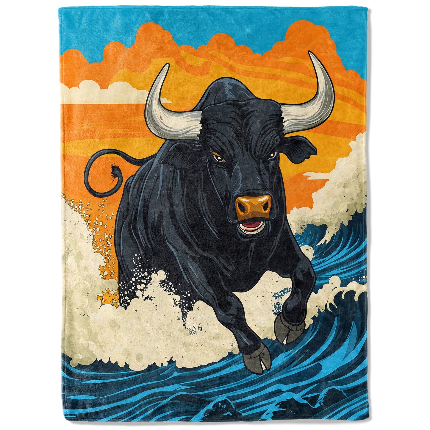 BIWOTU Majestic Bull Theme Blanket - Super Soft, Cozy, Lightweight Flannel Throw - Warm, Plush Blanket for Couch, Bed, Office, Travel, Outdoor Ideal Gift for Adult - 50×60in