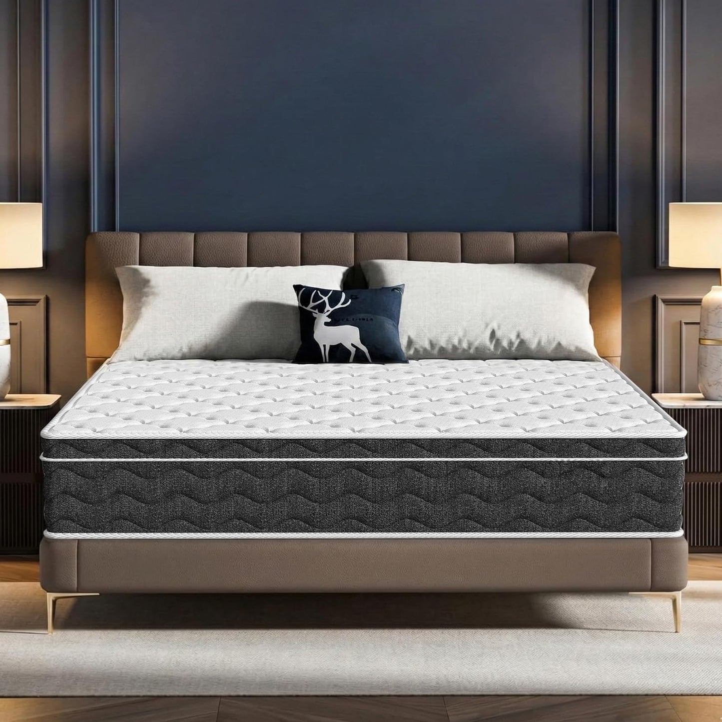 Puzdaz Queen Size 12 Inch Medium Firm Hybrid Mattress with Cooling Gel Memory Foam, CertiPUR-US Certified Mattress in a Box Pressure Relief Removable Cover No Fiberglass