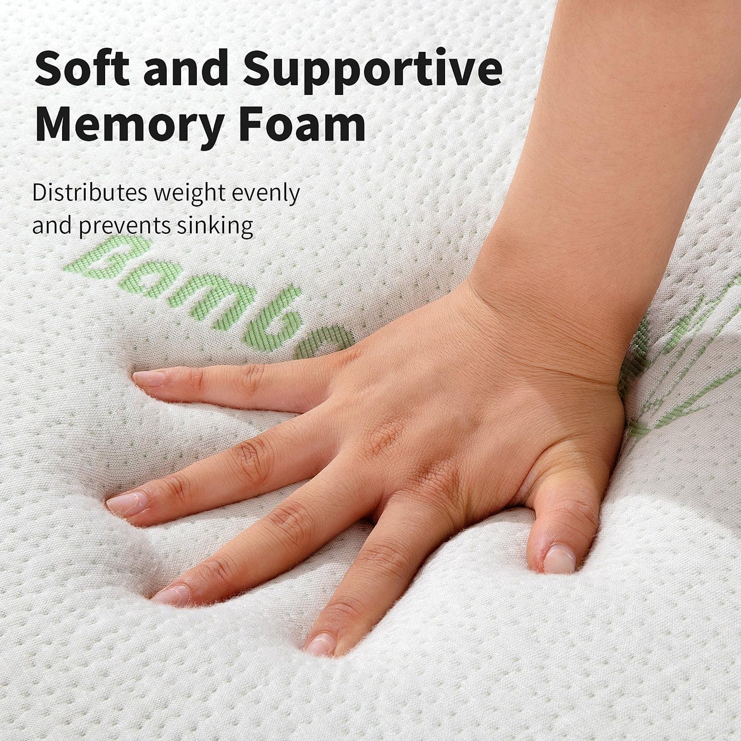 HOMBYS Memory Foam Massage Bed Mattress Topper with Cooling Rayon Derived from Bamboo Cover, Lash Bed Table Mattress Topper with Elastic Bands, Cushion Only, White, 73" x 24"