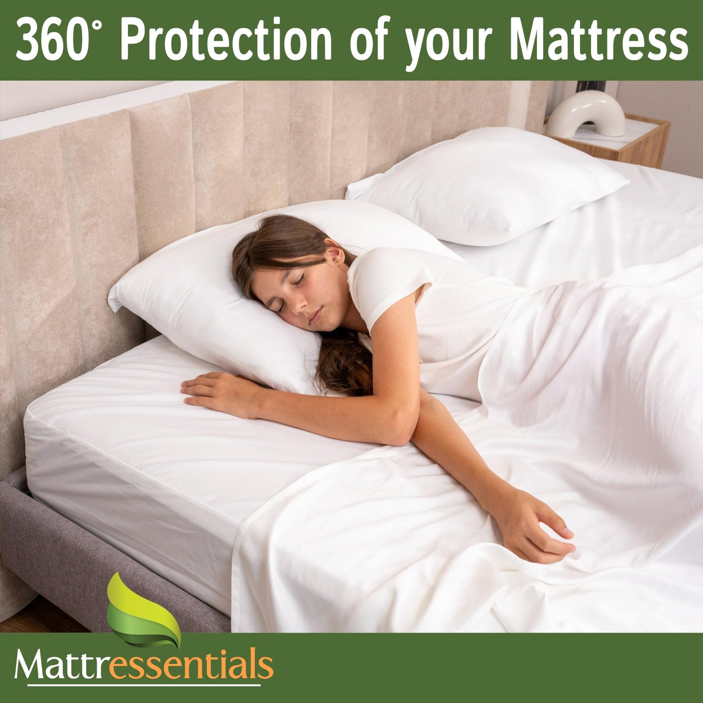 Zippered Full Mattress Protector (5"-7" Depth) - Bed Bug Waterproof Mattress Cover, Premium Quality Hypoallergenic Encasement White