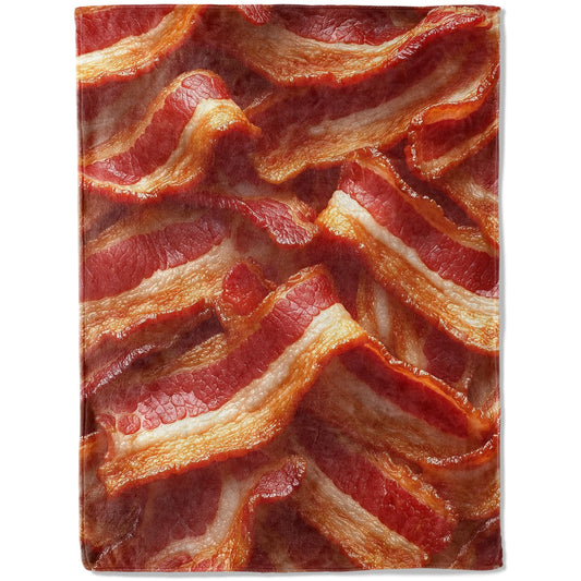 ainori Bacon Lover's Flannel Blanket - Realistic Bacons for Food Enthusiasts Throw - Soft Cozy Blankets for Quirky Kitchen Decor, Foodie Gifts, and Fun Home Accents 50x60in
