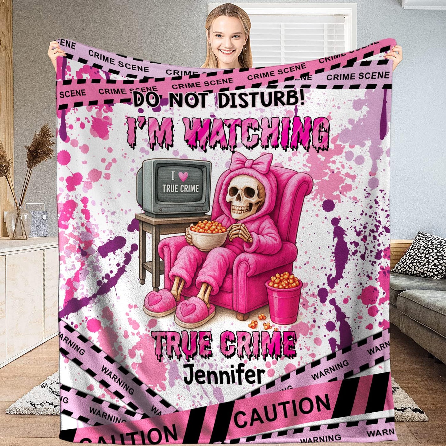 Personalized Crime Show Watching Blanket with Cozy Throw Blanket for Detective Story Fans, Crime Show Fans, Mystery Gifts, Soft Fleece Couch Bed Throws for Women & Men (#5)