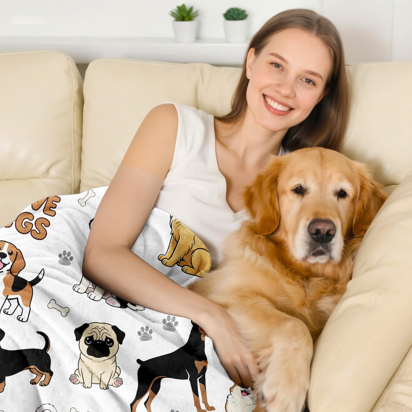 Dog Blanket Dog Gifts for Dogs Lovers Soft Flannel Dogs Stuff Throw Blanket Birthday Bedding Decor Gifts for Girls Women Kids 50"x40"