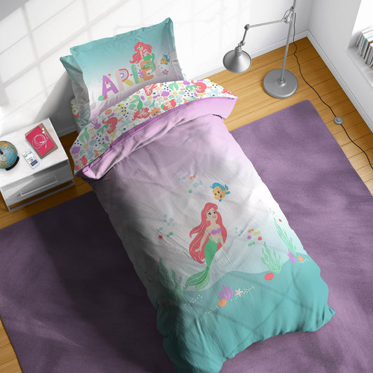 Disney The Little Mermaid Twin Comforter Set - 5 Piece Kids Bedding Includes Comforter, Sheets & Pillow Cover - Super Soft Ariel Microfiber Bed Set
