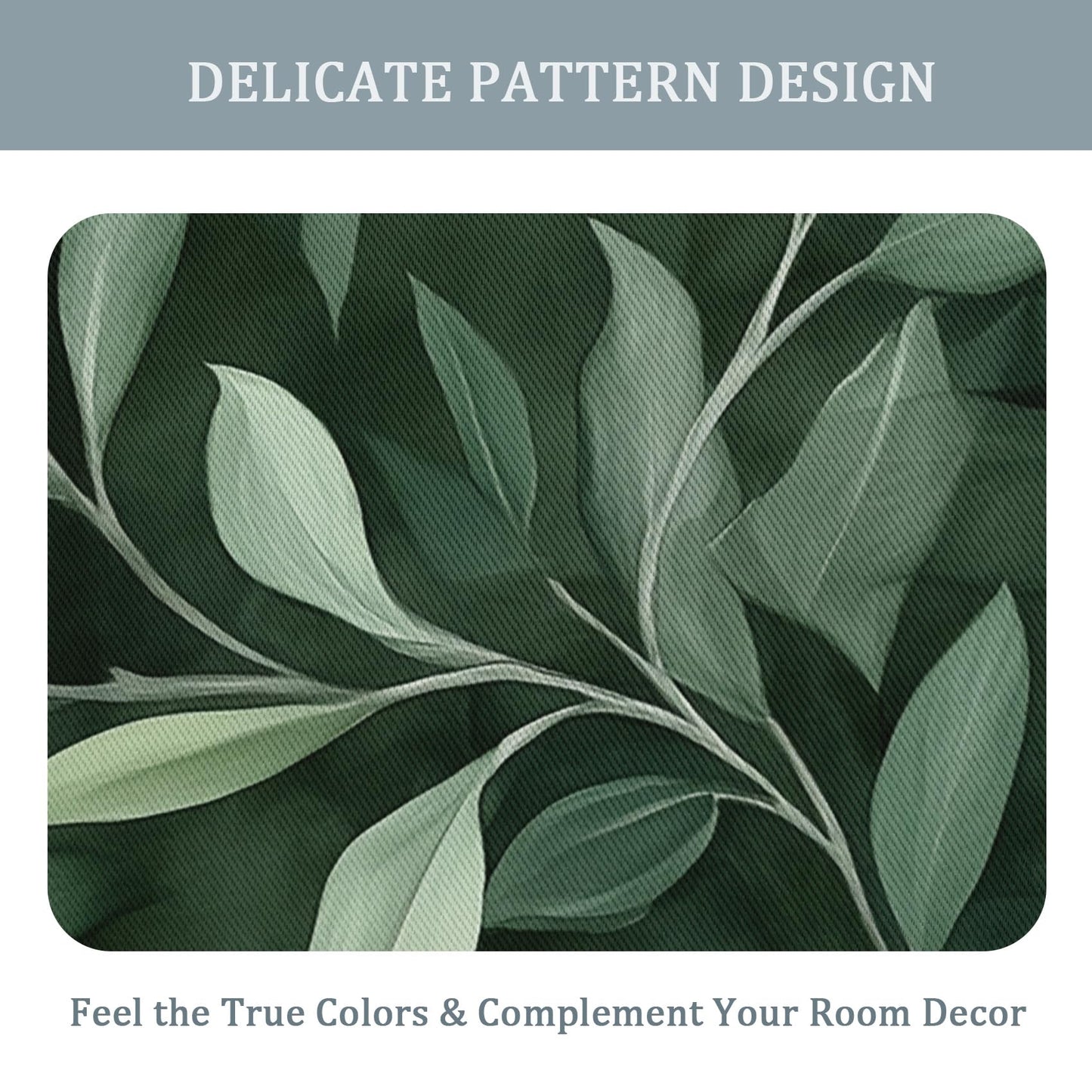 MOBEITI Leaf Curtains for Living Room - Green Leaf Curtain for Bedroom Living Room, Leaves Window Curtains, Botanical Home Decor Drapes 2 Panel Sets, Grommet Black Out Curtain 63 Inch Long