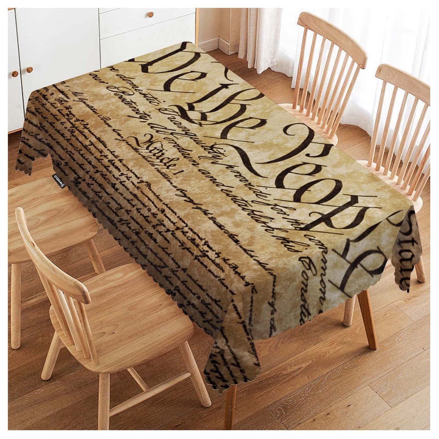 Swono Constitution Rectangular Tablecloth Retro United States Constitution We The People Washable Table Cloth Kitchen Dining Room Table Cover for Party Dinner 50x72 Inch Tablecloths