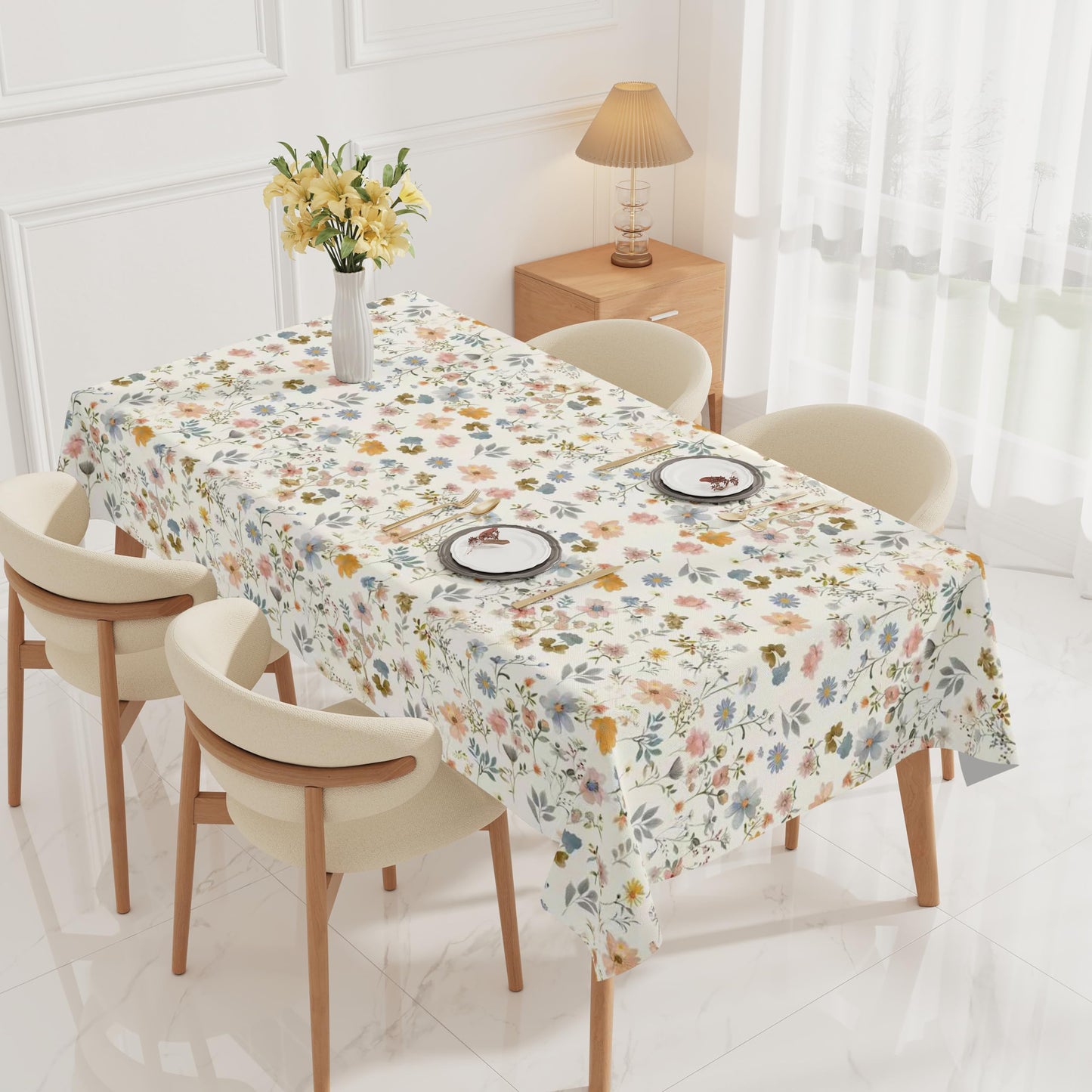 JHBPPG Heavy Duty Vinyl Table Cloth 55 * 108 Rectangular, Oil Proof Thick PVC Table Cover, Wipeable, Waterproof & Heat Resistant - Summer Tablecloth