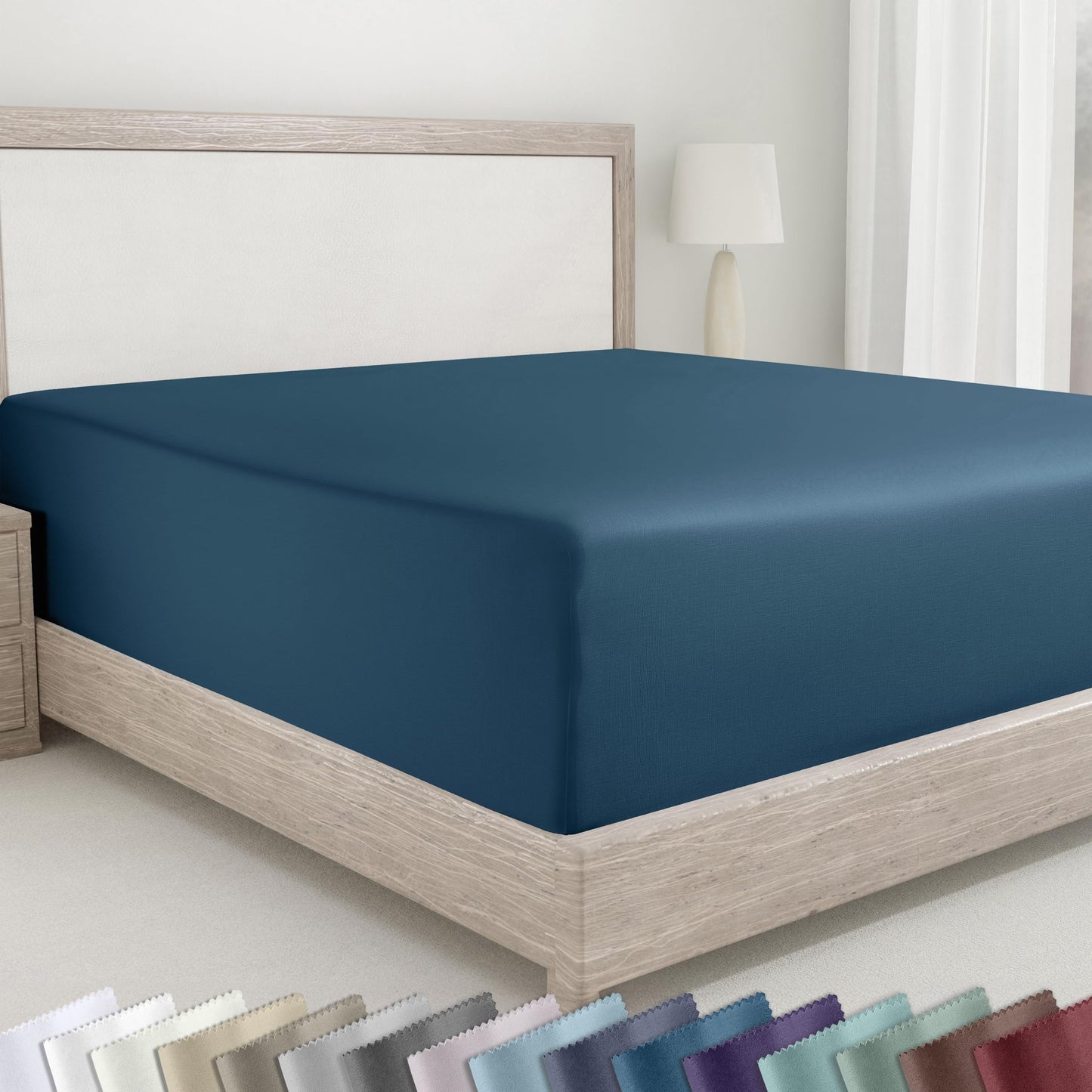 California Design Den Fitted King Sheet Only, Deep Pocket Soft 400 Thread Count 100% Cotton, No Pop-Off Elastic, Durable Sateen Weave Sheet Only (King, Peacock Blue)