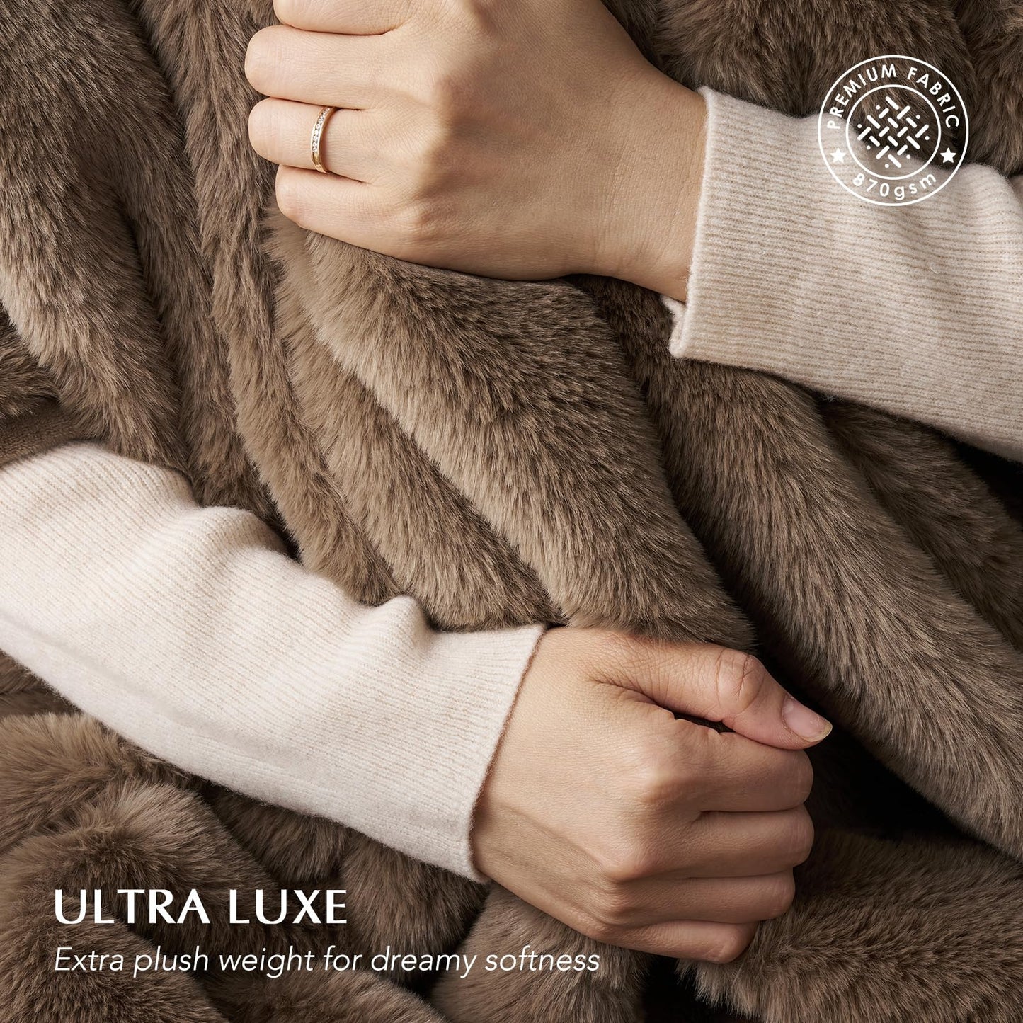EVERGRACEHOME Ultra Soft Luxury Fluffy Mink Faux Fur Throw Blanket, Thick Warm Fall Winter Blankets for Bed, Couch, Cozy Plush Reversible Blanket for Chair, Sofa (Natural Tan, 60"x80")