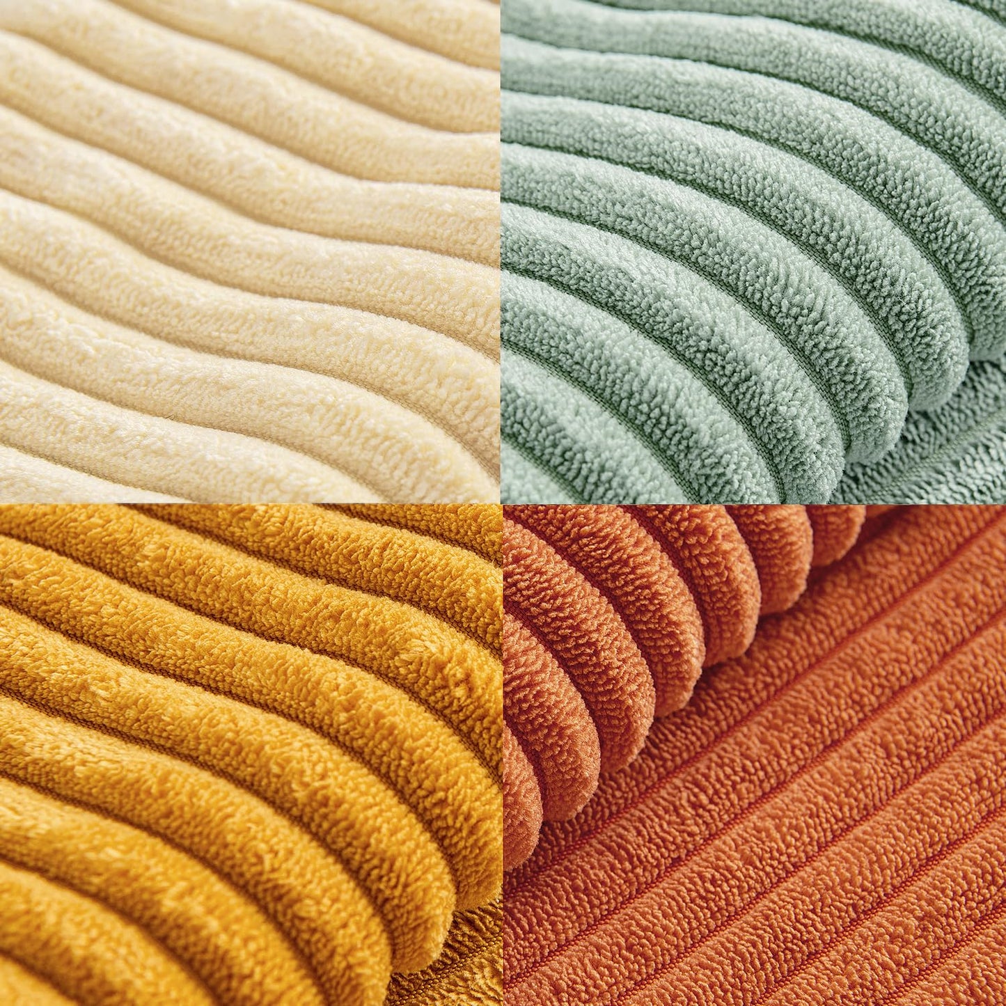 MIULEE Teal Orange Decorative Throw Pillow Covers 18x18 Inch Set of 4 Boho Corduroy Striped Cushion Cases Modern Farmhouse Patchwork Pillow Cases for Couch Sofa Bedroom Home Decor