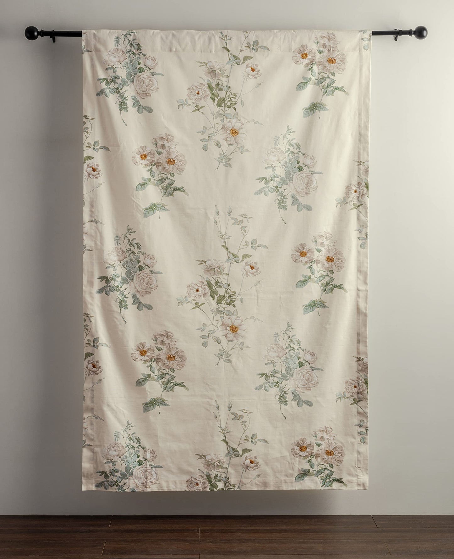 Maison d' Hermine Curtains for Living Room 100% Cotton 96 inch Length One Panel Light Filtering Curtains for Windows with Rod and Loop Pockets Spring Summer (Villette - Dove Grey, 50" W x 96" L)