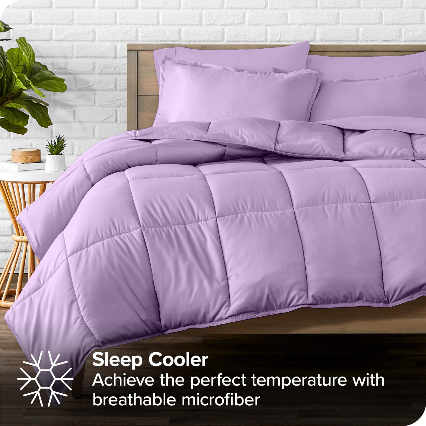 Bare Home Bed-in-A-Bag 5 Piece Comforter & Sheet Set - Twin XL - Goose Down Alternative - Ultra-Soft 1800 Premium Bed Set (Twin XL, Lavender/Lavender)