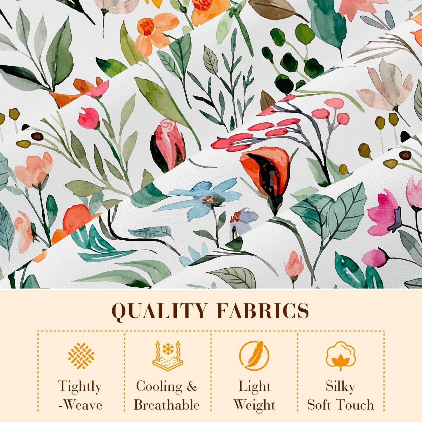 YIYEA Floral Sheets Twin Size, Premium Double Brushed Microfiber Bed Sheet Set for All Season, Soft Breathable, 16" Deep Pocket, Shrinkage and Fade Resistant, 3PC, Twin