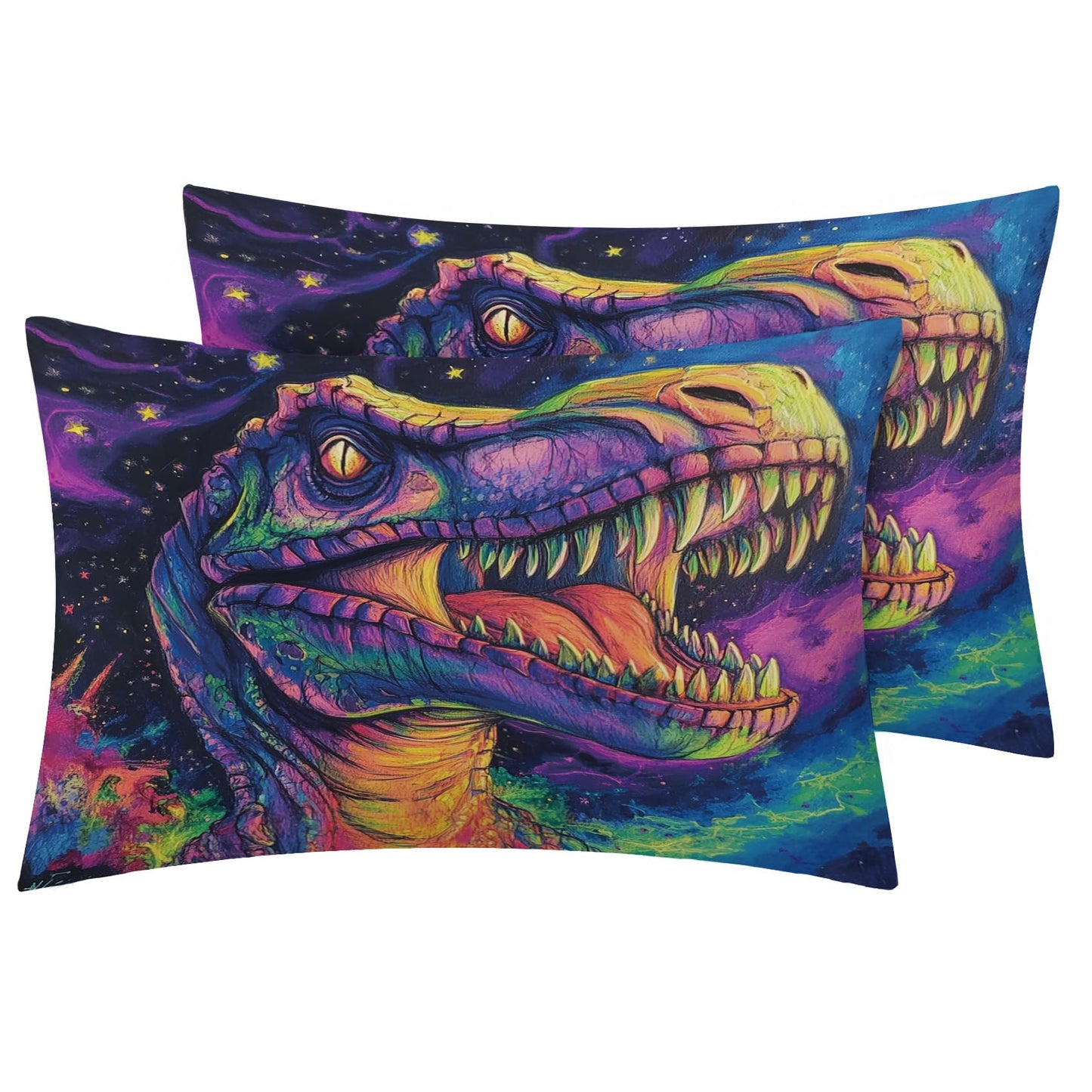 Rejkxyw King Size Sheets Set Cartoon Dino - Dinosaur Bed Sheets - Jurassic Sheet Set - 12 Inch Deep Pocket - Ultra Soft Winkle Free Microfiber Bedding Sheets & Pillowcases 4 Piece