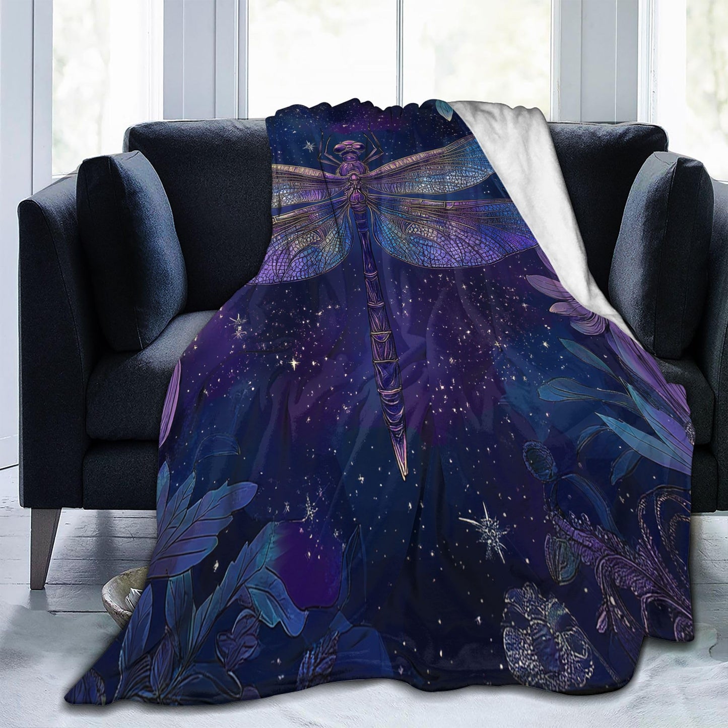Dragonfly Throw Blanket Soft Warm Cozy Dragonflies Blankets Fuzzy Plush Fleece Dragonfly Blanket Gifts for Couch Bed Sofa Home Decor 40''X50''