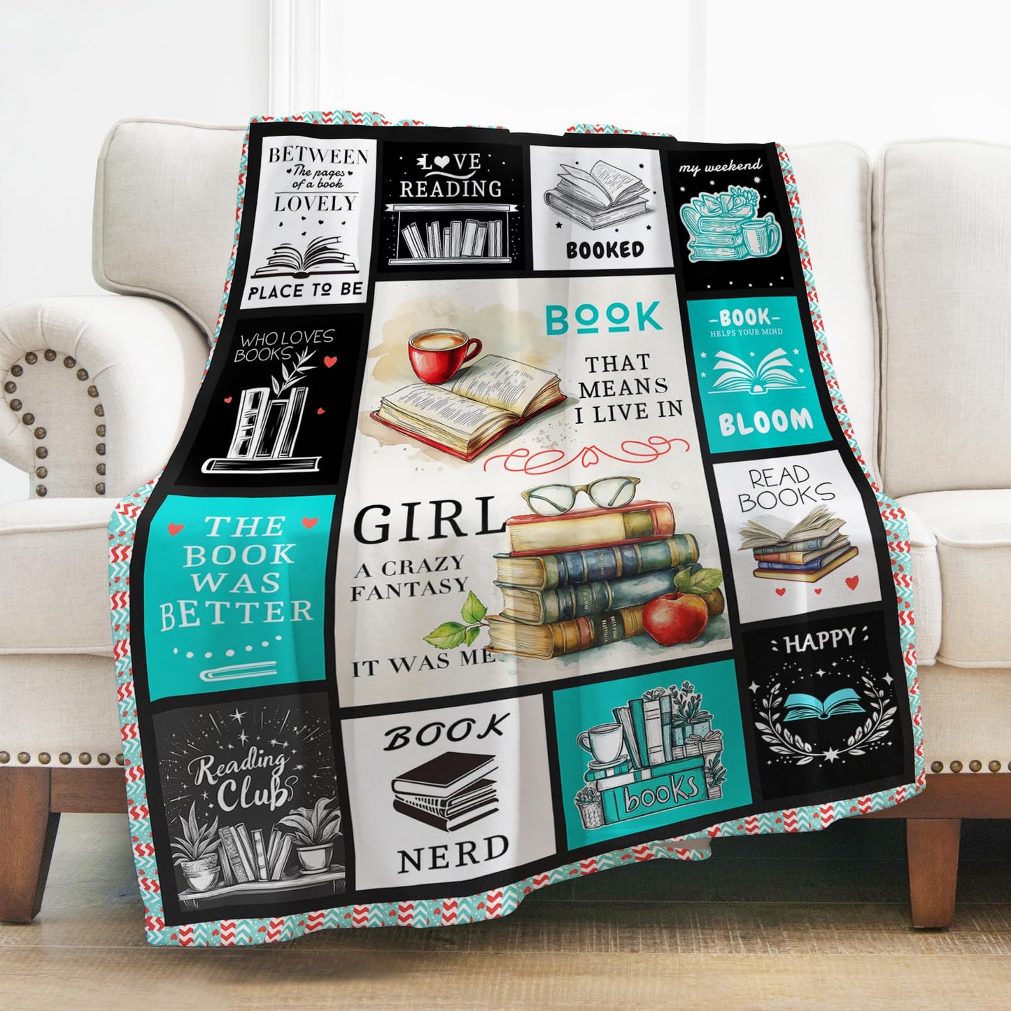 Levens Book Lovers Gifts for Women, 60"x50" Book Blanket Gift for Reading Lovers Women, Reading Blanket Gifts for Readers Librarian Bookish Bookworm Books Club Throw Blankets