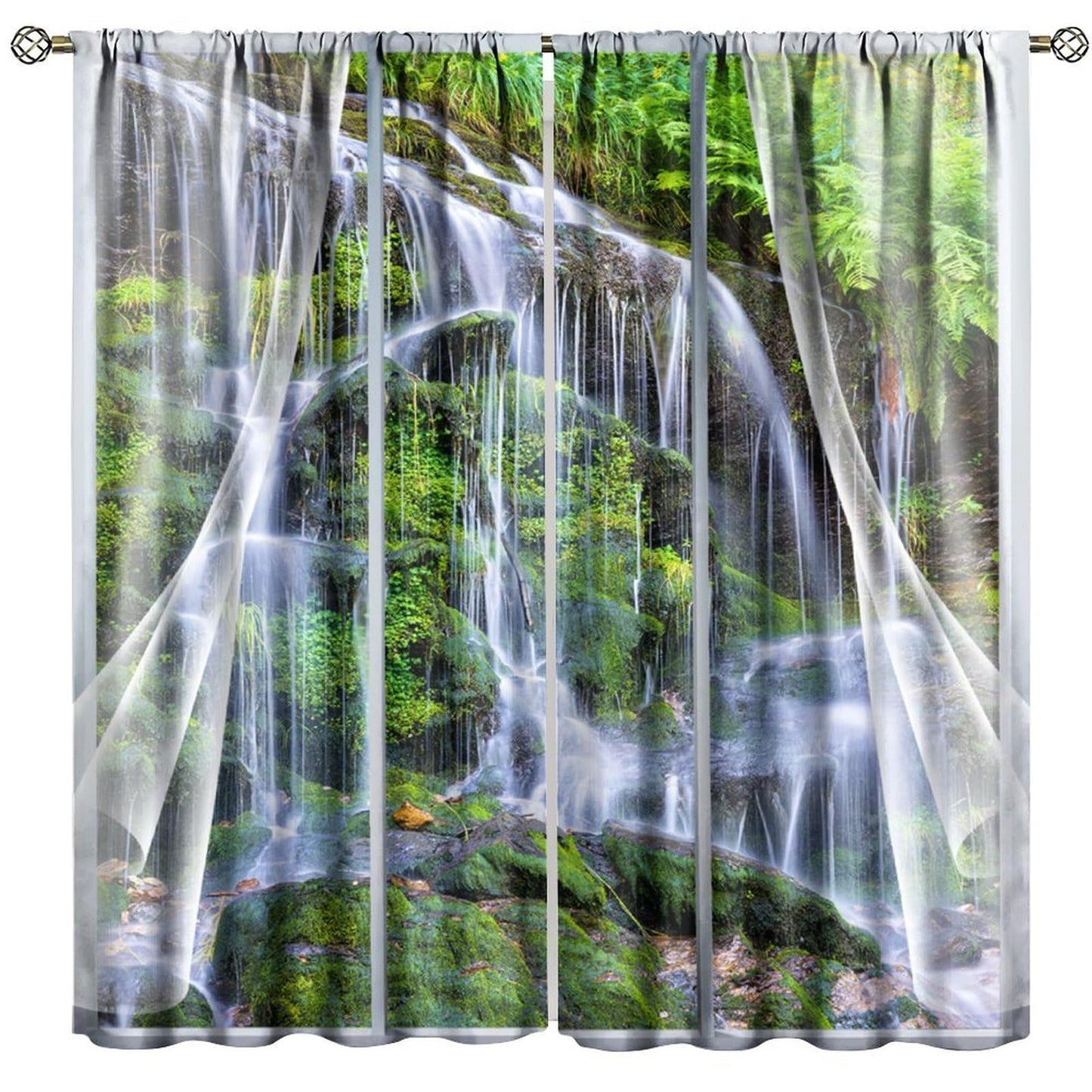 UFUH Nature Landscape Blackout Curtains,Spring Jungle Waterfall Scenery Window Treatments for Bedroom Living Room Kitchen,2 Panels Set Total Size 42 x 45 Inch