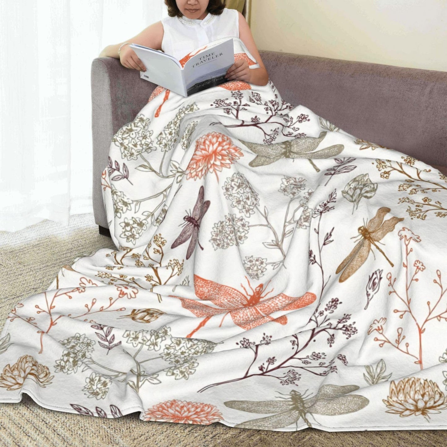 Dragonfly Blanket for Adults 60x80 Inches - Ultra Soft Plush Fleece Throw Blankets - Dragonfly Gifts for Women & Men - Cozy Flannel Blanket for Bed, Couch, Room - All Season Lightweight Blankets