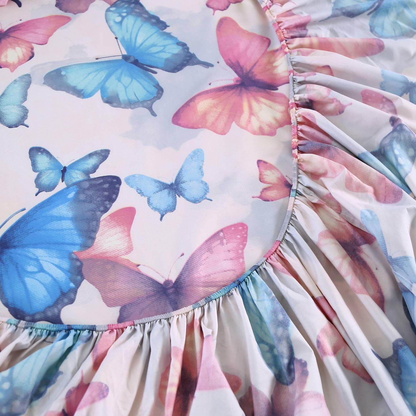 SDIII Colorful Butterfly Full Fitted Sheet with 2 Pillowcases, Deep Pocket Soft Microfiber Butterfly Bed Sheet Full Size for Kids