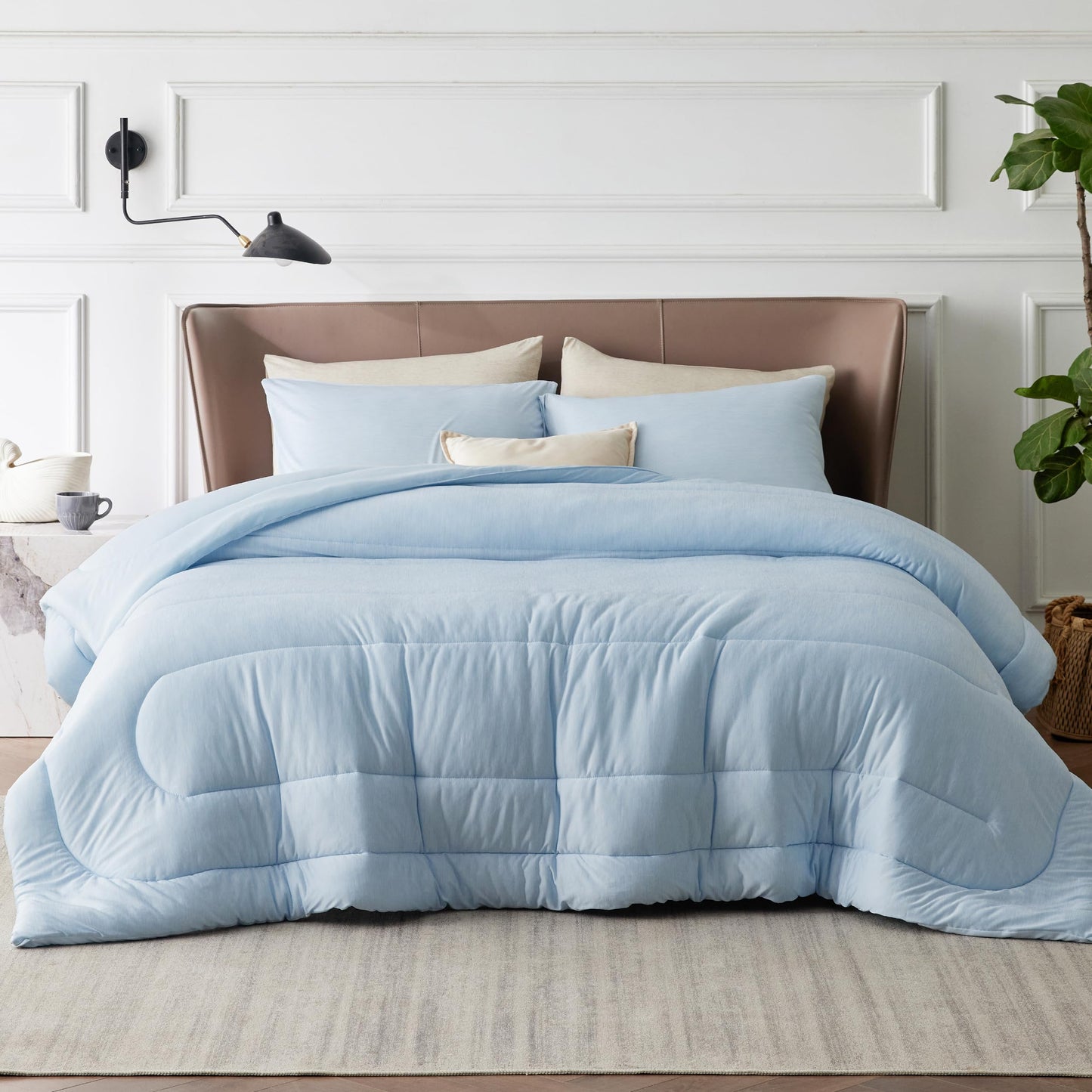 Bedsure Queen Comforter Set - Cooling and Warm Bed Set, ICY Blue Reversible Bedding for All Season, 3 Pieces, 1 Queen Size Comforter (88"x88") and 2 Pillow Cases(20"x26")