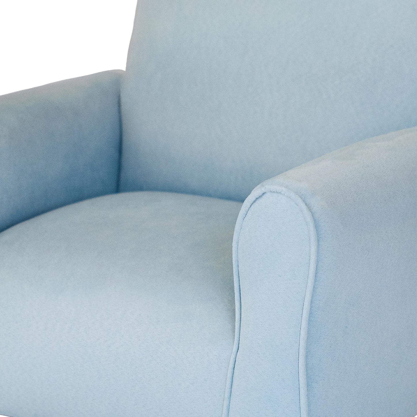 Toddler Personalized Armchair, Kids Upholstered Rocking Chair with Personalization, Toddler Chair with Personalized Name, Comfy Child Armchair, (Light Blue Suede, Rockers)