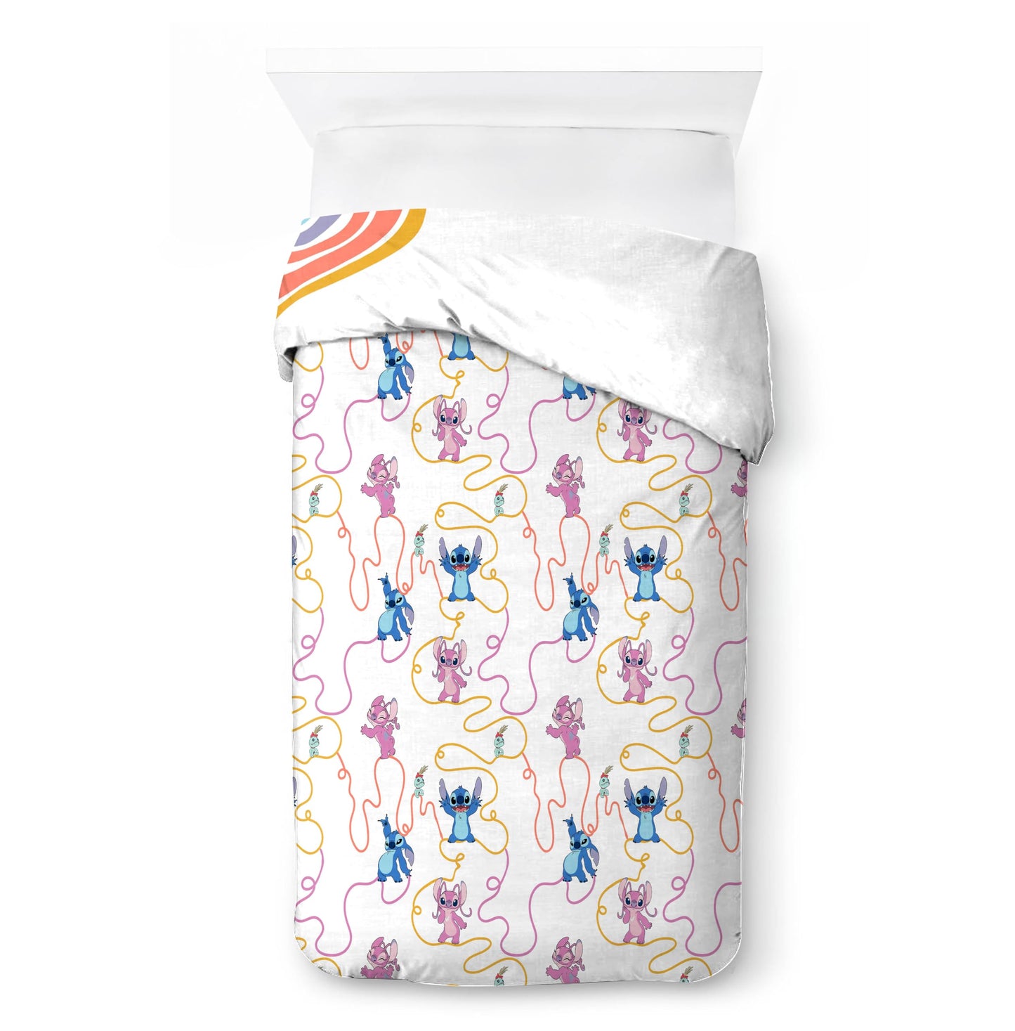 Jay Franco Duvet Cover Set – 2 Piece Comforter Cover and Sham Set, Super Soft Cozy Kids Bedding (Insert Not Included) White - Lilo and Stitch, Twin